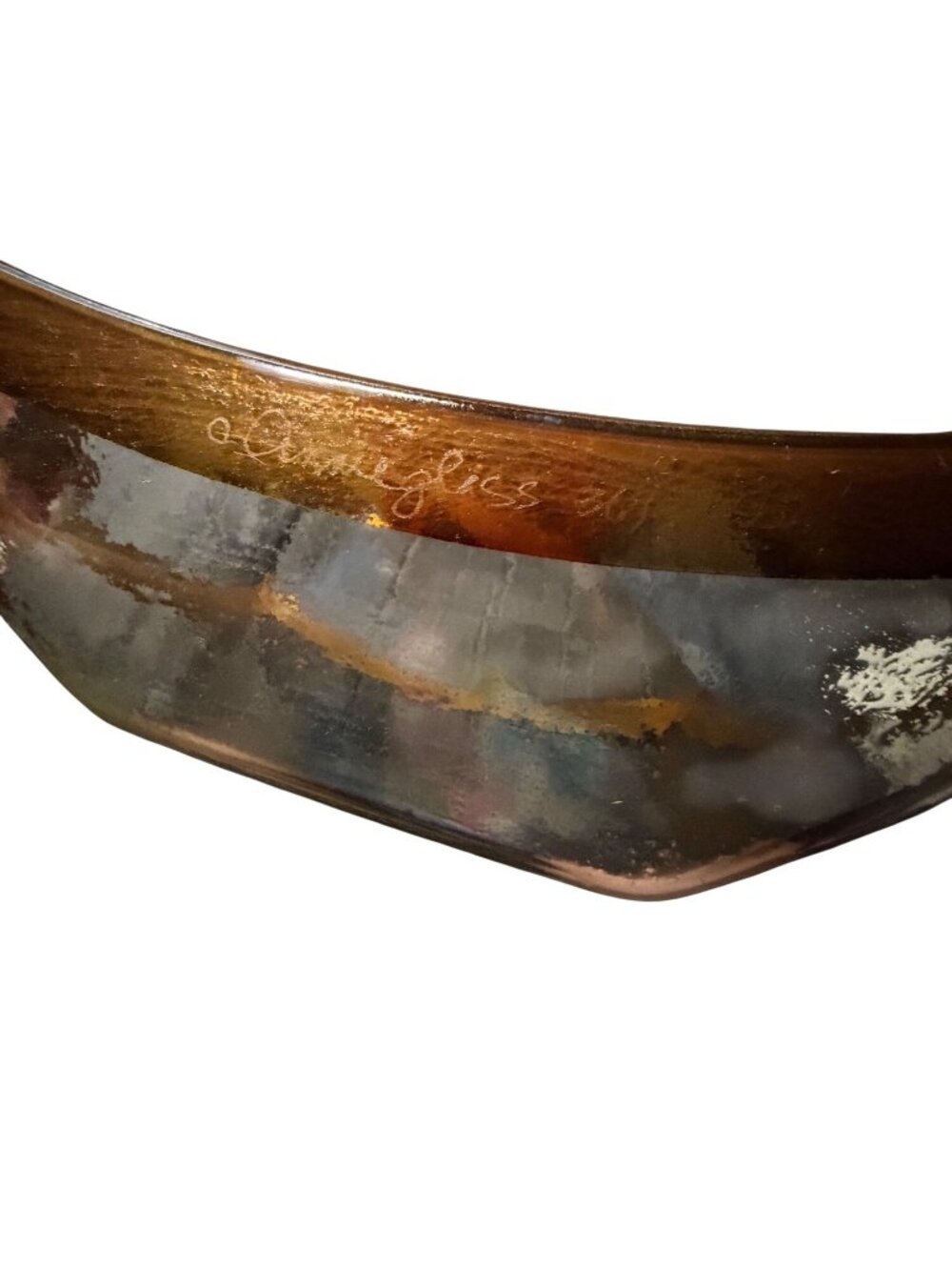 Annieglass Gold Rimmed Handcrafted Glass Square Bowl Signed  36/33 USA 11"x11" - Picture 5 of 7